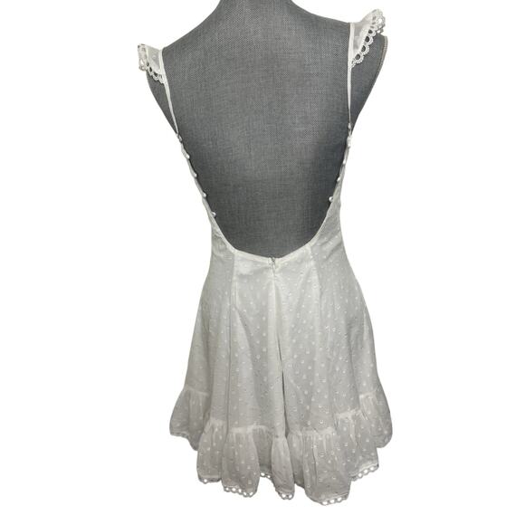 Lucy in the Sky White Chiffon Eyelet Mini Dress Size Medium Bachelorette Bridal - Picture 4 of 9